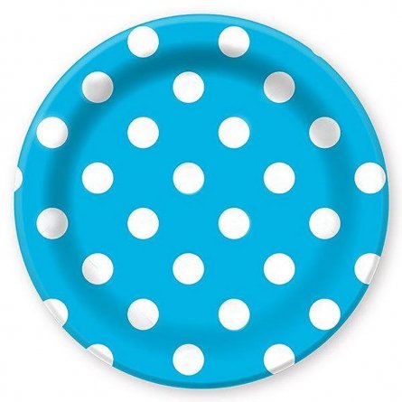 Тарелки  бумажные ламинированные "Горошек голубой" 6шт. 23 см. фото 1
