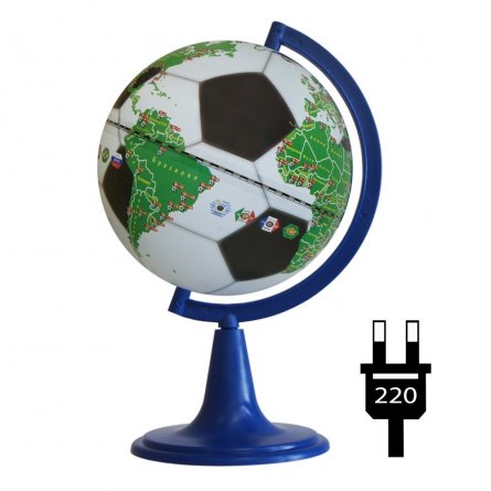 Глобус Чемпионат мира по футболу 2018 г. Глобусный мир,  150 мм, с подсветкой, на круглой подставке фото 1