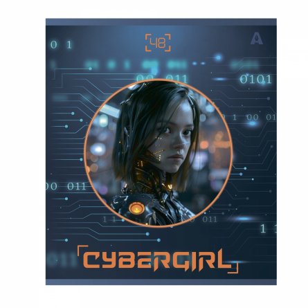 Тетрадь 48л, А5, клетка, Alingar, "Cibergirl" , скрепка,мелованный картон (стандарт), выб УФ лак,  блок офсет, 5 дизайнов в пленке т/у фото 2