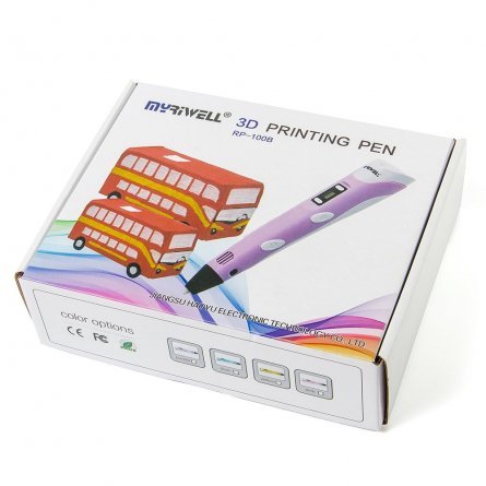 Ручка 3D Myriwell RP100B, пластик ABS/PLA - 3 цвета, розовая, картонная упаковка фото 3