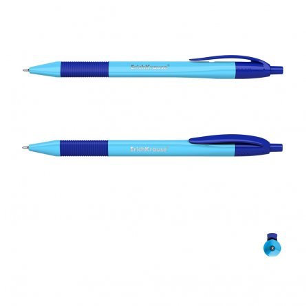 Ручка шариковая автоматическая, Erich Krause "U-209 Neon Matic&Grip Ultra Glide ", 1,0 мм,синий.,рез.грип, непрозрач. пластик. корпус, картон. упак фото 3