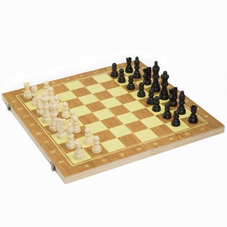 Набор 3 в 1, " Шахматы, шашки, нарды", деревянный, фигурки пластик, 40*20,5*4 см фото 1