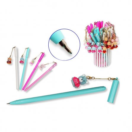 Ручка шариковая c подвеской-брелком, TUKZAR, синяя, цвет корпуса микс, "Мишка TOY " фото 1