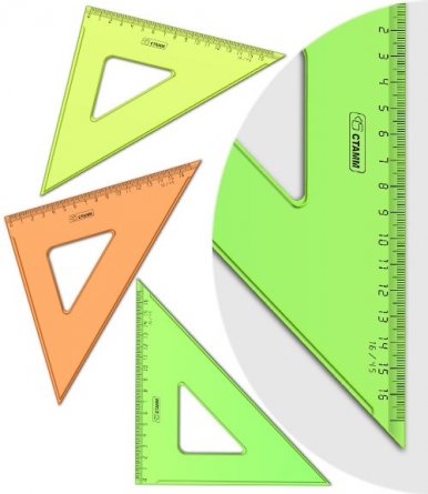 Треугольник СТАММ, 16 см, пластиковый, 45 градусов, цвета ассорти фото 1