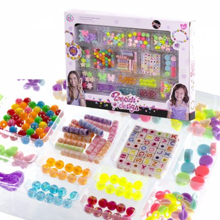 Набор для создания украшений-бусины Alingar, 295х225х35мм, "Beads design 2", 12 вид. бус., подвес., 2х1,2 м леска, карт. уп. фото 1