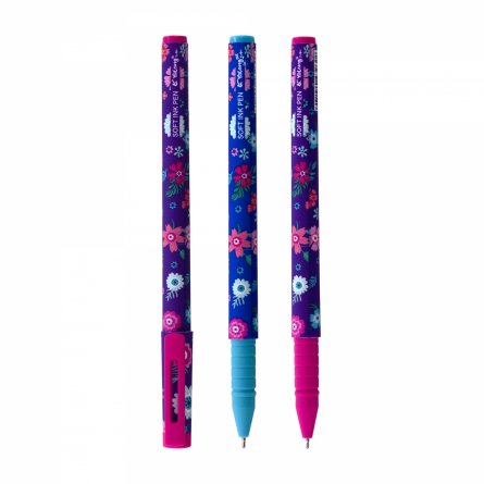 Ручка шариковая Yalong, на масляной основе, 0,7 мм, синяя, игольчатый наконечник, цветной пластиковый корус, картонная коробка, "Цветы" фото 2