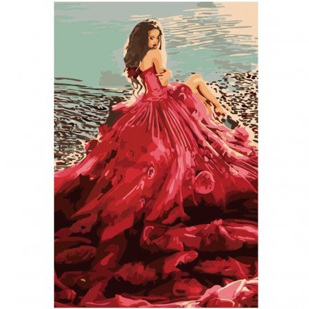 Картина по номерам Alingar, 20х30 см, 21 цвет, с акриловыми красками, холст, "Девушка на берегу" фото 1