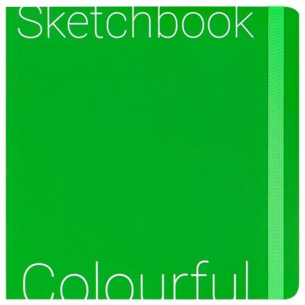 Скетчбук 200х200 мм., 72л., "Colorful Green", 120 г/м2 +78 г/м2 Миленд, 7БЦ, soft touch, блок цветной+крафт фото 1