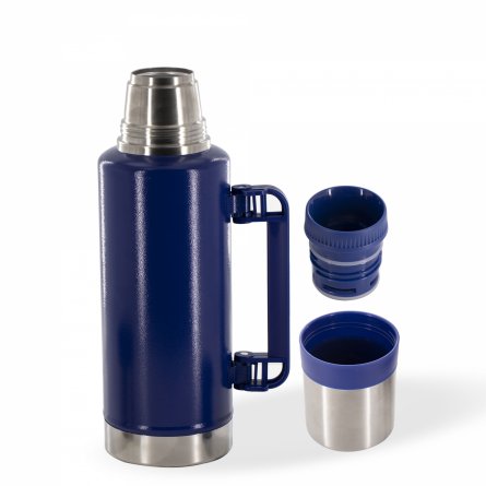 Термос Alingar, объем 2 л., синий, высота 37 см, диаметр 11 см,  корпус металл, пластик. ручка складная, hot 12 ч./cool 24 ч, картон. упаковка фото 2