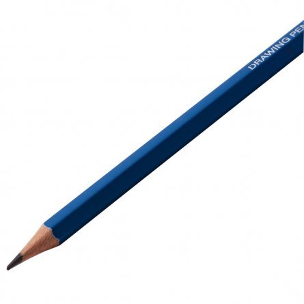 Набор ч/г карандашей, Yalong 4B, дерево, шестигранный, заточенный, синий корпус, европодвес, в уп. 12 шт. фото 2