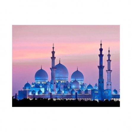 Алмазная мозаика Alingar, на подрамнике, с полным заполнением, (матов.), 20х30 см, 19 цветов, "Белая мечеть Абу-Даби" фото 1