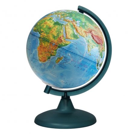 Глобус физический, Глобусный мир, d=210 мм, рельефный, на круглой подставке фото 1