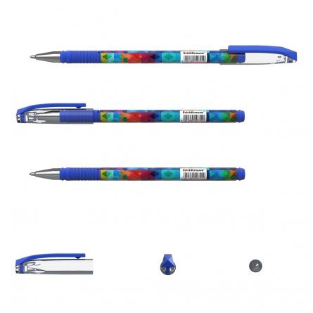 Ручка шариковая Erich Krause,"ColorTouch Patchwork", 0,7 мм, синий, метал.наконечник, резин. грип, круглый пластиковый корпус, в тубусе 24 шт фото 2