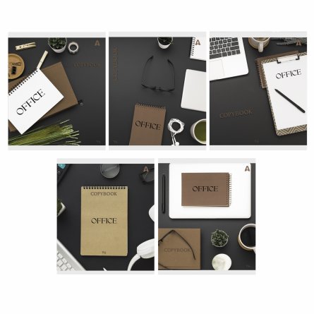 Тетрадь 96л., А5, клетка, Alingar "Office", скрепка, мелованный картон( стандарт), блок офсет, 5 дизайнов в пленке т/у фото 1