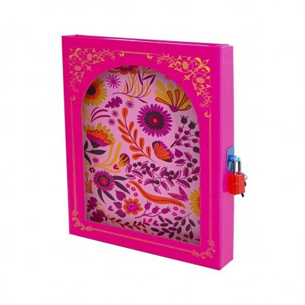 Подарочный блокнот в футляре 14,5 см * 21,0 см , 7БЦ, Alingar, ламинация, фольга, замочек, 40 л., линия, "Цветочная мозаика", розовый фото 1