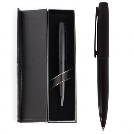 Ручка подарочная шариковая Alingar, 1,0 мм, синяя, с поворотным механизмом, круглый, черный, металлический корпус, подарочная упаковка фото 1