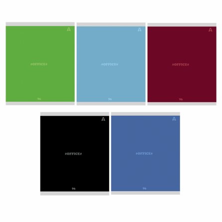 Тетрадь 96л., А5, линия, Alingar "Office line", скрепка, мелованный картон (стандарт), блок офсет, 5 дизайнов в пленке т/у фото 1