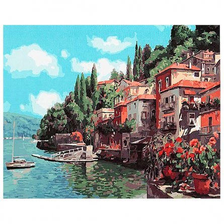Картина по номерам Рыжий кот, 30х40 см, с акриловыми красками, холст, "Милый итальянский городок" фото 1