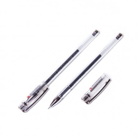 Ручка гелевая Alingar, "DEW SHINE", 0,5 мм, черная, игольчатый металлизированный наконечник, грип,круглый, прозрачный, пластиковый корпус, в уп. 12 шт фото 1