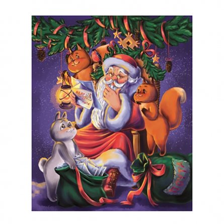 Картина по номерам Рыжий кот, 30х40 см, с акриловыми красками, холст, "Дед мороз читает письма" фото 1