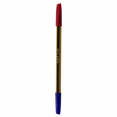 Ручка шариковая Alingar "Stripy", 0,7 мм, двусторонняя (синяя, красная), игольчатый наконечник, шестигранный, цветной, пластиковый корпус, картон. уп. фото 3