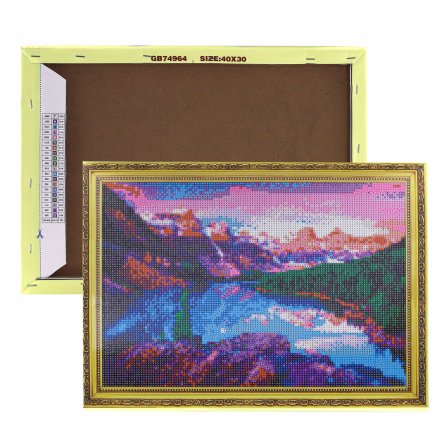Алмазная мозаика Alingar, на подрамнике, с полным заполнением, (матов.) дизайн рамка, 30х40 см, 20 цветов, "Озеро в горах" фото 4