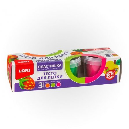 Набор тесто для лепки Lori, 3 цвета, 80 гр.,№19, пластиковая упаковка фото 1