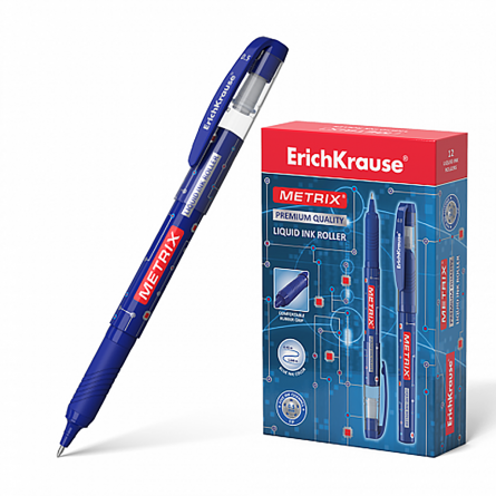 Ручка роллер, Erich Krause, "Metrix" синяя, 0,5 мм., синий пластиковый корпус фото 1