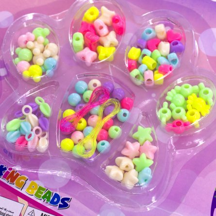 Набор для создания украшений-бусины Alingar, 260х190х15мм, "Лапка 2", 6 вид. бус., подвески, 2х0,5 м леска, блистер с европод. фото 2