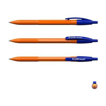 Ручка шариковая автоматическая Erich Krause "R-301. Orange Matic", 0,7 мм, синяя, пластиковый корпус фото 2