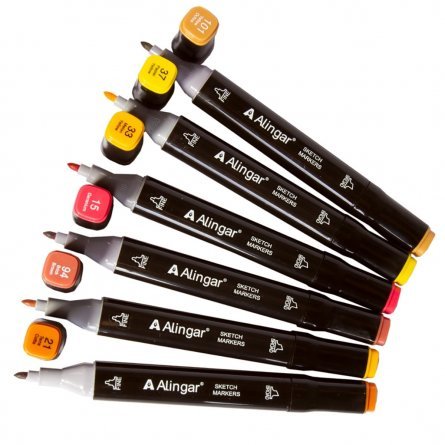 Набор двухсторонних скетчмаркеров Alingar, 6 цветов, осенние краски, пулевидный/клиновидный 1-6 мм, спиртовая основа, ПВХ упаковка фото 2