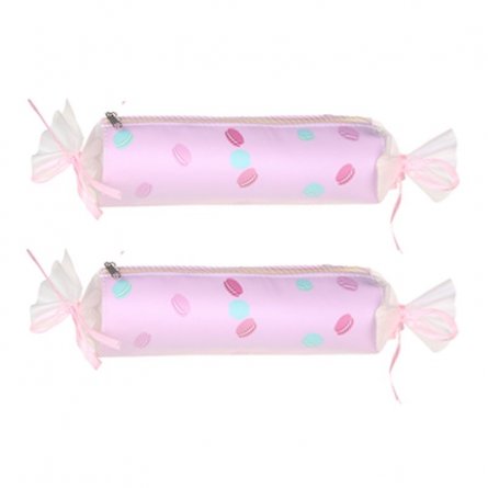 Пенал - косметичка Alingar, ПВХ, молния, 210 х 60 х 40 мм, "Конфетка", розовый (макарунсы) фото 1