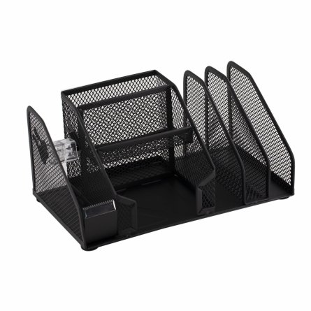 Подставка-органайзер д/канцтоваров, Alingar, металлическая, 22,5 см * 14,5 см*11 см, 7 отделений, держатель для скотча, черный фото 2