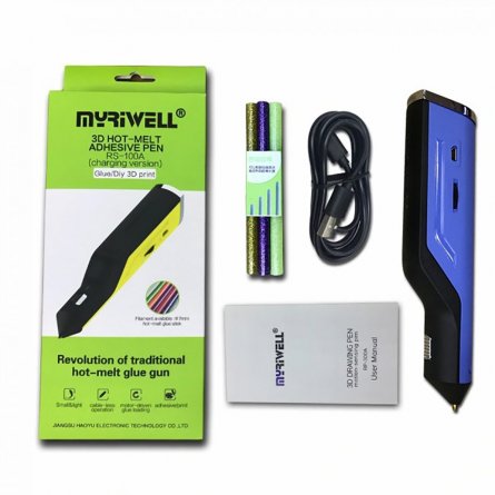 Ручка 3D Myriwell RS100A charging vercion, ABS, синяя, картонная упаковка фото 2