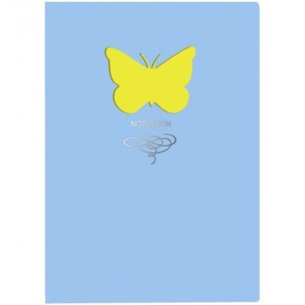 Записная книжка А5, Канц-Эксмо, интегральный переплет, иск. кожа, обложка с вырубкой, запечатанный форзац, ляссе, линия, 80 л, "Butterfly.Голубой " фото 1
