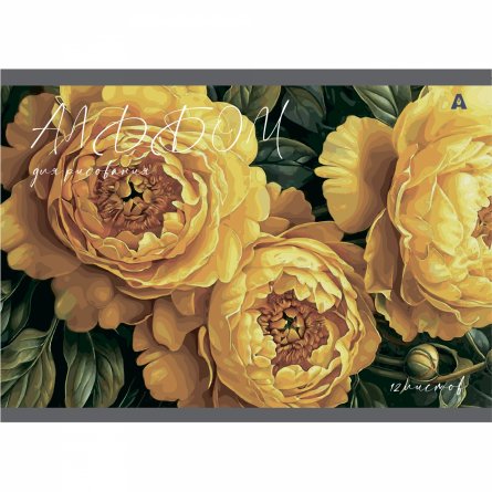 Альбом для рисования А4 12л., Alingar, на скрепке, мелованный картон (стандарт), 100 г/м2, "Акварельные цветы", 4 дизайна в пленке т/у фото 2