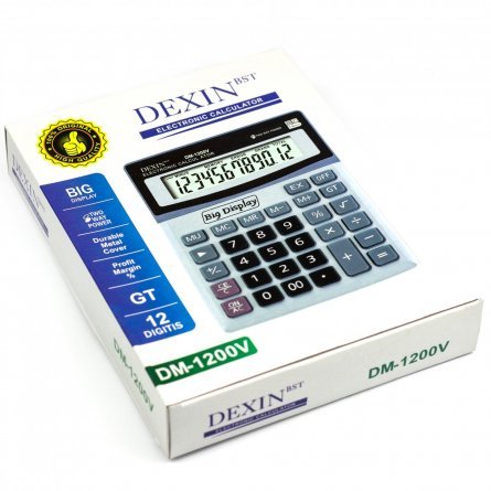 Калькулятор Alingar 12 разрядов, 190*145*18 мм, двойное питание, металлик, "DM-1200V" фото 2