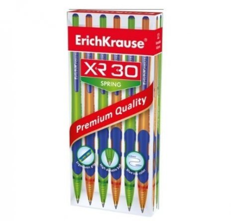 Ручка шариковая, автоматическая, Erich Krause, "XR-30 Spring" синяя, 0,7 мм., тонированный пластиковый корпус фото 2