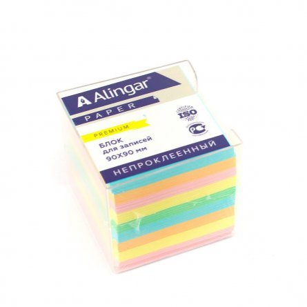 Блок бумажный для записей Alingar "Премиум", 9*9*9 см, цветной, непроклееный, пластиковый бокс фото 1