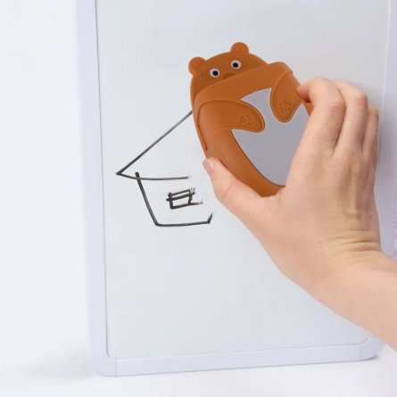 Магнитная подставка для маркерной доски фигурная, Alingar, 12 х 7 х 4 см, "Медвежонок", коричневый, губка-стиратель, европодвес фото 3