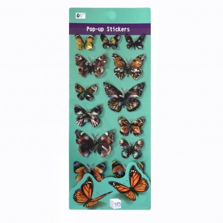 Наклейки детские Alingar, 10 см х 26 см, "Бабочки", ПВХ, тиснение, пакет с европодвесом фото 4