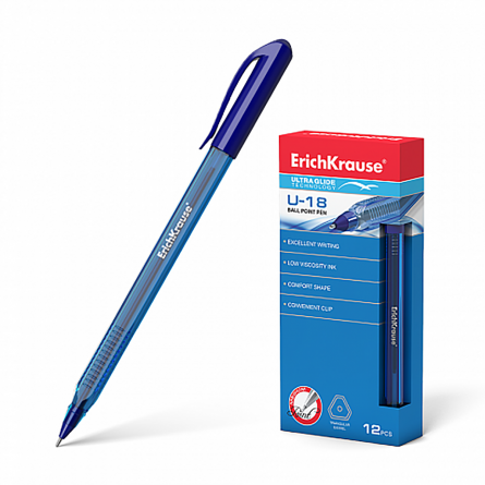 Ручка шариковая, Erich Krause, "Ulta Glide Technology" синяя, 1,0 мм., тонированный пластиковый корпус фото 1