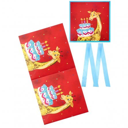 Подарочная коробка Миленд, 22*22*22 см, "Поздравление от жирафика", с лентой, складная фото 3