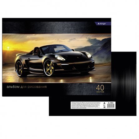 Альбом для рисования А4 40л., Alingar, на скрепке, мелованный картон (стандарт), 100 г/м2, "Black car" фото 2