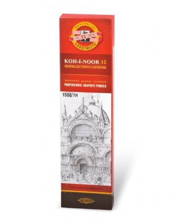 Карандаш ч/г Koh-I-Noor, 7Н, дерево, без ластика, шестигранный, заточенный, цвет корпуса горчичный, 12 шт/уп, картонная упаковка фото 2