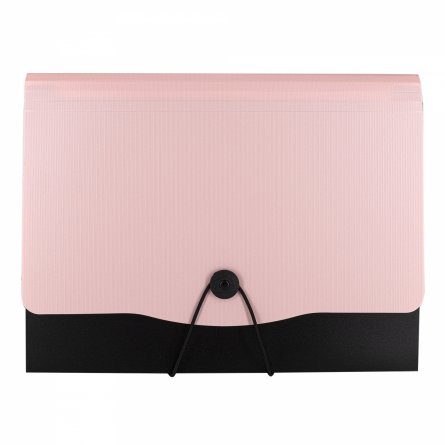 Папка-картотека Alingar, A4, 330х250 мм, 600 мкм, на пуговице, пластик, 13 отделений, папка-планшет, розовый клапан фото 1