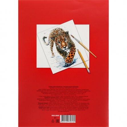 Папка для акварели А4 20л., Проф-Пресс, цветная обложка, 200 г/м2, "Грациозный леопард" фото 3