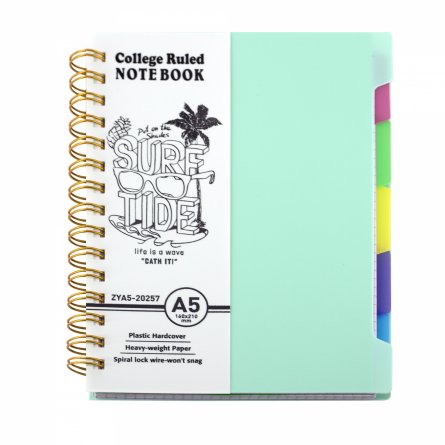 Тетрадь 120л., А5, клетка, Alingar, гребень, пластиковая обложка с информ. окном, цветные пластиковые разделители, ассорти 4 цвета фото 3