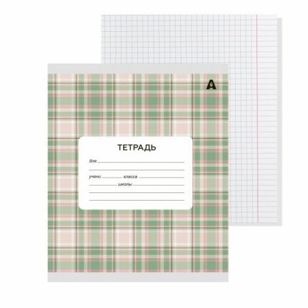 Тетрадь 24л., клетка, Alingar, скрепка, блок офсет, 100% белизна, мелованный картон (стандарт), "Шотландская клетка-1" фото 1