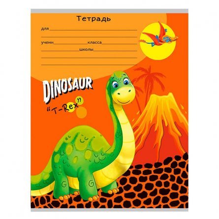 Тетрадь линия А5, 12л."Очаровательные динозаврики", цветн. мелов. картон, 5 дизайнов в спайке фото 5